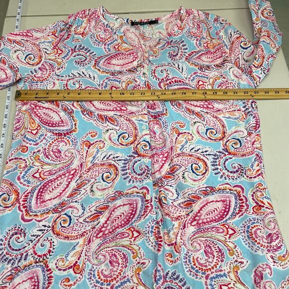 Lauren Ralph Lauren Colorful Paisley Button Down Blouse size Large - Picture 14 of 16